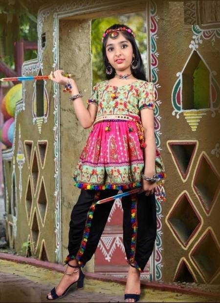 RAMZAT Children navaratree special Exclusive Feative Wear Poli Rayon Digital Print Dhoti Kedia Collection
